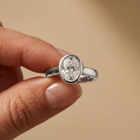 2 CTW Oval Cut Lab Grown Diamond Ovalisse Ring White