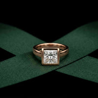 2 CTW Princess Cut Lab Grown Diamond Midnight Promise Ring Rose Gold