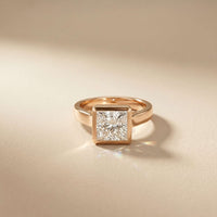 2 CTW Princess Cut Lab Grown Diamond Midnight Promise Ring Rose Gold