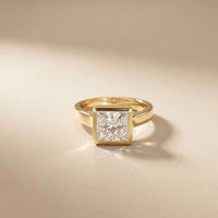 2 CTW Princess Cut Lab Grown Diamond Midnight Promise Ring Gold