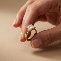2 CTW Princess Cut Lab Grown Diamond Midnight Promise Ring Gold