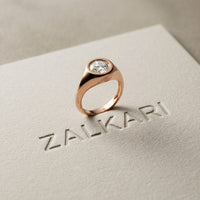 2 CTW Round Cut Lab Grown Diamond Boldly Pointer Finger Ring Rose Gold