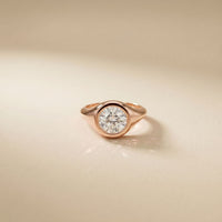 2 CTW Round Cut Lab Grown Diamond Boldly Pointer Finger Ring Rose Gold
