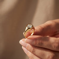 2 CTW Round Cut Lab Grown Diamond Boldly Pointer Finger Ring Gold