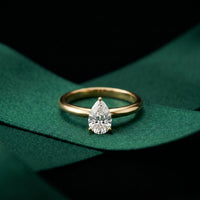 1 CT Pear Cut Evermere Lab Grown Diamond Ring Gold