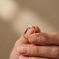 The Solenne 1 CT Marquise Cut Lab Grown Diamond Ring Rose Gold