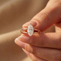 The Valencia Marquise Cut 2 Ct Lab Grown Diamond Split Shank Ring Rose Gold