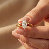 The Valencia Marquise Cut 2 Ct Lab Grown Diamond Split Shank Ring Gold