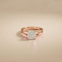 2 CT Asscher Cut Lab Grown Diamond Split Shank Monroe Ring Rose Gold