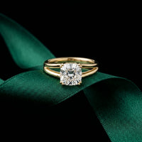 2 CT Cushion Cut Lab Grown Diamond The Vivienne Dual Prong Ring Gold