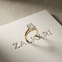 2 CT Emerald Cut Lab Grown Diamond Windsor Dual Prong Ring Gold