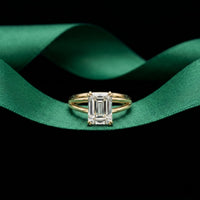 2 CT Emerald Cut Lab Grown Diamond Windsor Dual Prong Ring Gold