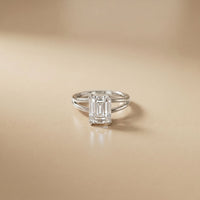 2 CT Emerald Cut Lab Grown Diamond Windsor Dual Prong Ring White