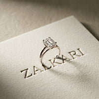 2 CT Emerald Cut Lab Grown Diamond Windsor Dual Prong Ring White