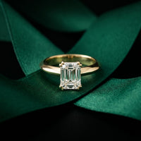 The Astoria 1.50 CT Emerald Cut Lab Grown Diamond Dual Prong Ring Gold