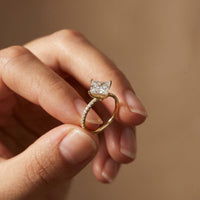 The Everleigh 3 CT Princess Cut Lab Grown Diamond Pave Engagement Ring Gold