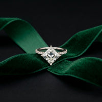 The Everleigh 3 CT Princess Cut Lab Grown Diamond Pave Engagement Ring White