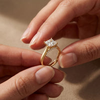 2.20 CT Princess Cut Lab Grown Diamond Frosted Promise Ring Gold