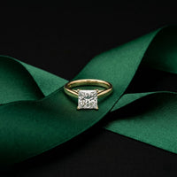 2.20 CT Princess Cut Lab Grown Diamond Frosted Promise Ring Gold
