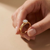 1 CTW Round Lab Grown Diamond Midnight Sculpt Ring Gold