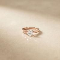 1CTW Round Cut V Shank Lab Grown Diamond Solitaire Ring Rose Gold