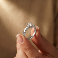 1CTW Round Cut V Shank Lab Grown Diamond Solitaire Ring White