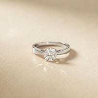 1CTW Round Cut V Shank Lab Grown Diamond Solitaire Ring White