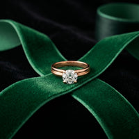 1CT Round Lab Grown Diamond Lunar Crest Ring Rose Gold
