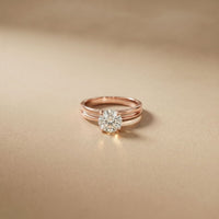 1CT Round Lab Grown Diamond Lunar Crest Ring Rose Gold