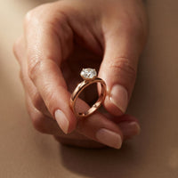 1 CT Round Ridge Lab Grown Diamond Engagement Ring Rose Gold