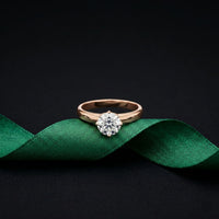 1 CT Round Ridge Lab Grown Diamond Engagement Ring Rose Gold