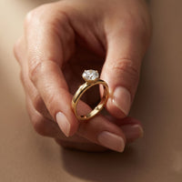 1 CT Round Ridge Lab Grown Diamond Engagement Ring Gold