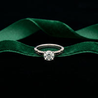 1 CT Round Vintage Shank Lab Grown Diamond Engagement Ring White