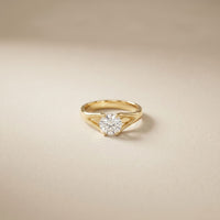 1 CT Round Cut Lab Grown Diamond Ivory Crown Ring Gold