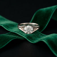1 CT Round Cut Lab Grown Diamond Ivory Crown Ring White