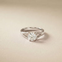 1 CT Round Cut Lab Grown Diamond Ivory Crown Ring White
