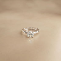 1 CT Round Lab Grown Diamond Tulip Solitaire Anniversary Ring For Her White