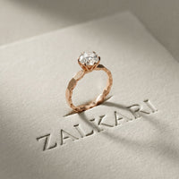1 CT Round Lab Grown Diamond Faceted Edge Ring Rose Gold