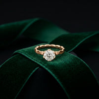1 CT Round Lab Grown Diamond Faceted Edge Ring Rose Gold
