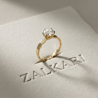 1 CT Round Lab Grown Diamond Faceted Edge Ring Gold