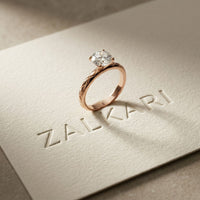 1 CT Round Lab Grown Diamond Celestial Carved Ring Rose Gold