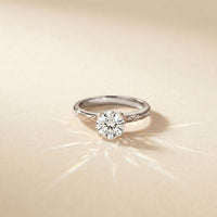 1 CT Round Lab Grown Diamond Celestial Carved Ring White