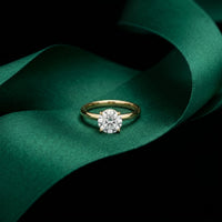1 CT Round Lab Grown Diamond Classic Crown Ring Gold