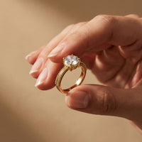 2 CT Round Lab Grown Diamond Regal Split Band Ring Gold