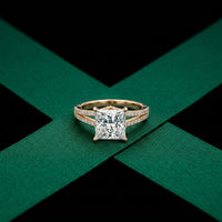 2.90 CTW Princess Lab Grown Diamond Split Shank Ring Rose Gold