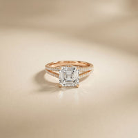 2.90CTW Asscher Lab Grown Diamond Double Row Split Shank Ring Rose Gold