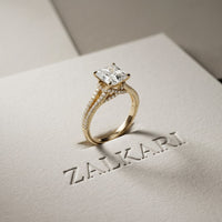 2.90CTW Asscher Lab Grown Diamond Double Row Split Shank Ring Gold