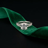 2.90CTW Asscher Lab Grown Diamond Double Row Split Shank Ring White