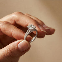 2.90CTW Asscher Lab Grown Diamond Double Row Split Shank Ring White
