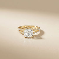 2.90CTW Cushion Lab Grown Diamond Two Row Split Shank Ring Gold